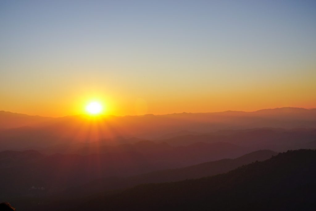 Sunset in the mountains at Doi Pui View Point, Chiang Mai, Thailand